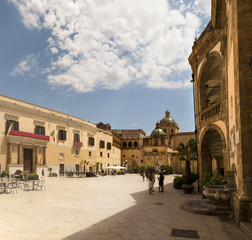 sunny view of main square with cathedral and palaces