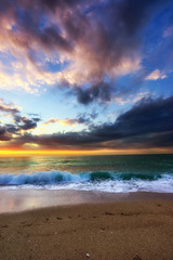 Fototapeta na wymiar Sunset at the beach in Greece