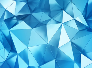 Geometric three dimensional metal blue background