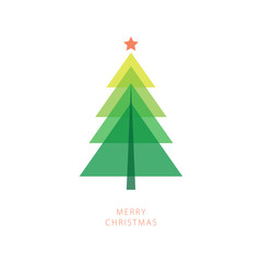 Merry Christmas tree illustration on white background