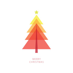 Merry Christmas tree illustration on white background