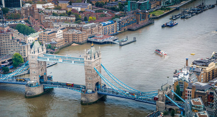 Fototapeta na wymiar Tower Bridge aerial panoramic view, London - UK