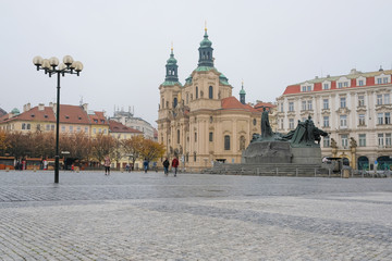 Obraz premium Prague, Czechia - November, 21, 2016: St. Nicholas Church on Old Town Square in Prague, Czechia