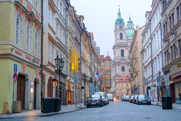 Fototapeta na wymiar Prague, Czechia - November, 21, 2016: street in Old Prague , Czechia