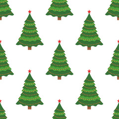 Seamless background. Beautiful elegant Christmas pine tree. Vector illustration.