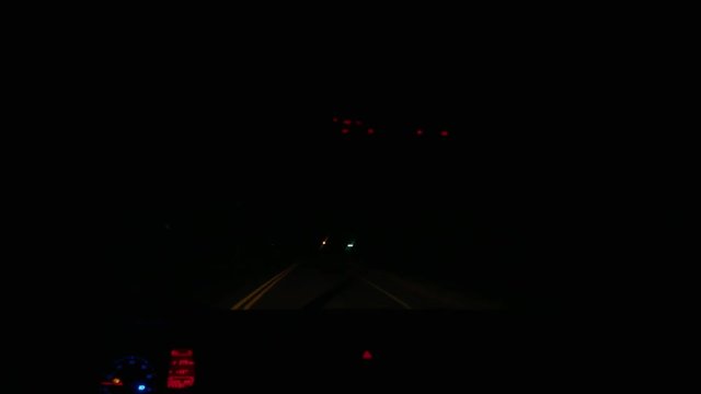Bumpy Night Driving On Very Dark Road