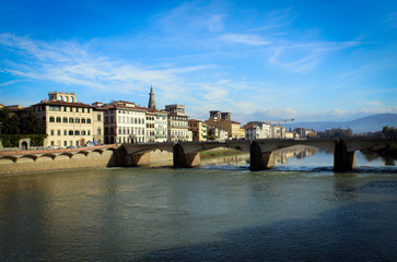 Fototapeta premium City of Florence. Arno river embankment. Italy