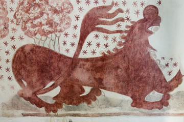 Lion painted on the wall in a Danish church