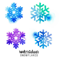 Winter watercolour snowflakes  - vector illustration