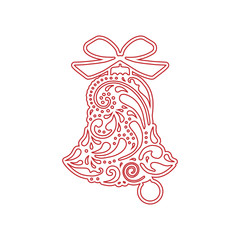 Bell with geometric pattern. Vector design. Laser Cutting template. Design for wood carving, paper, greeting cards, invitations, cutting and christmas decorations. Cutout silhouette.