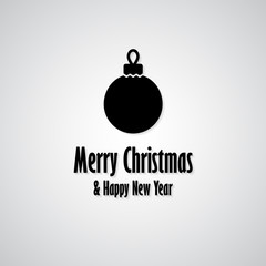 Merry Christmas and Happy New Year greeting card with black Christmas toy