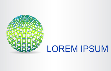 Logo of a stylized sphere with abstract shapes