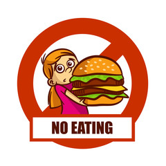 Prohibition Sign No Eating Sticker