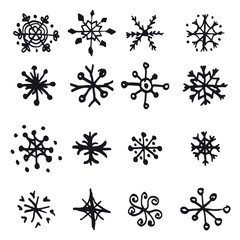 Hand-drawn snowflakes set