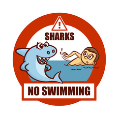 Prohibition Sign No Swimming Sticker