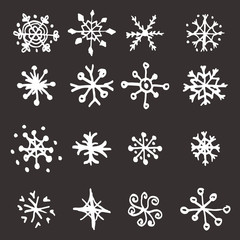 Hand-drawn snowflakes set