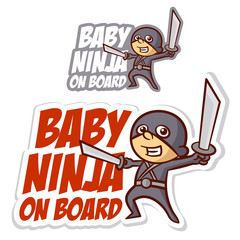 Baby Ninja on Board Sticker Set