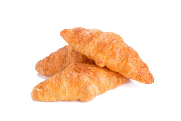 Fresh croissants on white background.