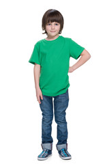 Handsome little boy on the white background