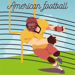 Vector illustration of american football player running with a ball