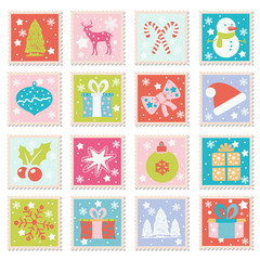 Vector set of Merry Christmas, Happy New Years greeting cards