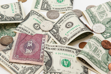 diverse currency on white backgrounds