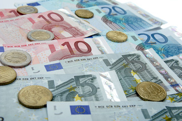 Money euro coins and banknotes