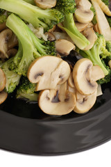 Chinese food. Broccoli with chinese mushrooms