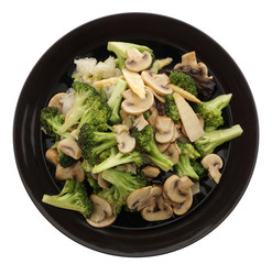 Chinese food. Broccoli with chinese mushrooms