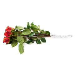 Bouquet of roses over white isolated background