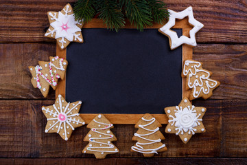 Christmas frame with cookies