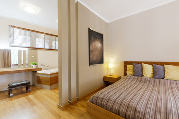 Fototapeta na wymiar Bedroom with big bed