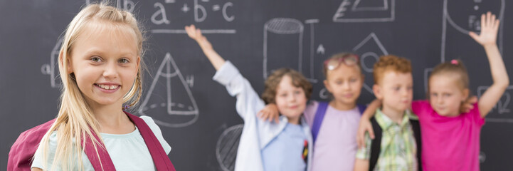 School girl and group of children