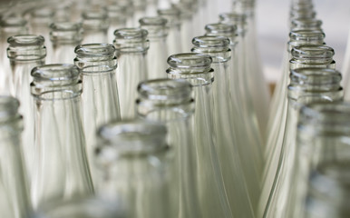 pile of empty transparent glass bottles