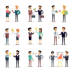 Set of Business Concepts Vector in Flat Design.