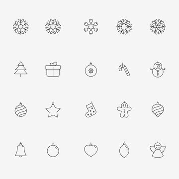 Merry Christmas icons isolated on the light background.