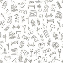 City elements icons pattern