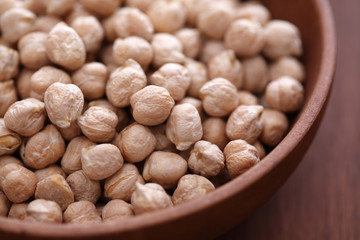 Chickpea in wooden bowl