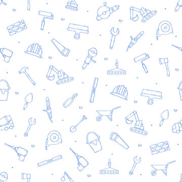 Construction Tools Icons Set Pattern