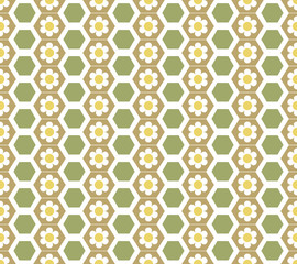 Honeycomb and flower seamless pattern