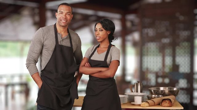 Portrait of African American man and woman small business owners