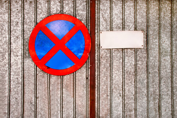 No parking traffic sign over old iron background