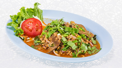 Minced pork salad thai food