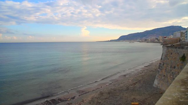 Seascape view of Trapani on Mediterranean sea, Sicily. Italy.
