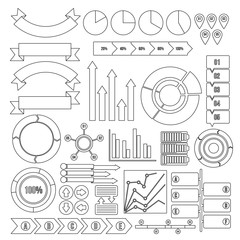 Fototapeta premium Infographic design parts icons set. Outline illustration of 16 infographic design parts vector icons for web