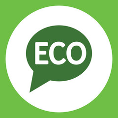 ecology sign eco character emblem label word bubble dialog simpl