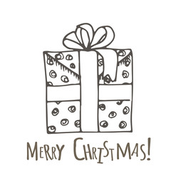 Hand drawn gifts with bows in cartoon style.