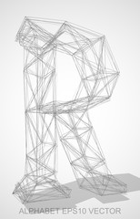 Vector illustration of a Pencil sketched R. Hand drawn 3D R.