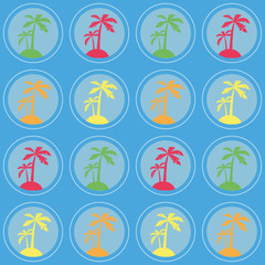 Summer vacation, Seamless colorful pattern with silhouettes of palms