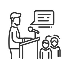 Public Speaker - line design single isolated icon